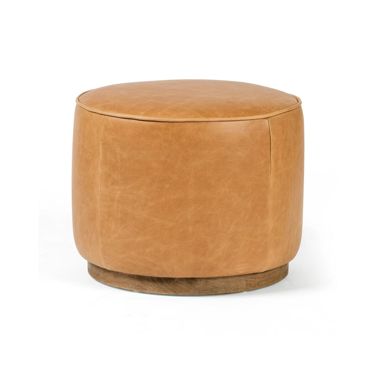 Ottoman rond Sinclair à quatre mains en caramel de Palerme