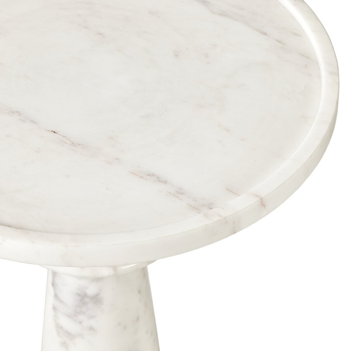 Table d'appoint Skylar à quatre mains en marbre blanc poli