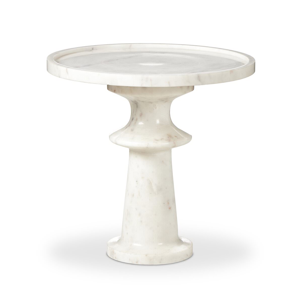 Table d'appoint Skylar à quatre mains en marbre blanc poli