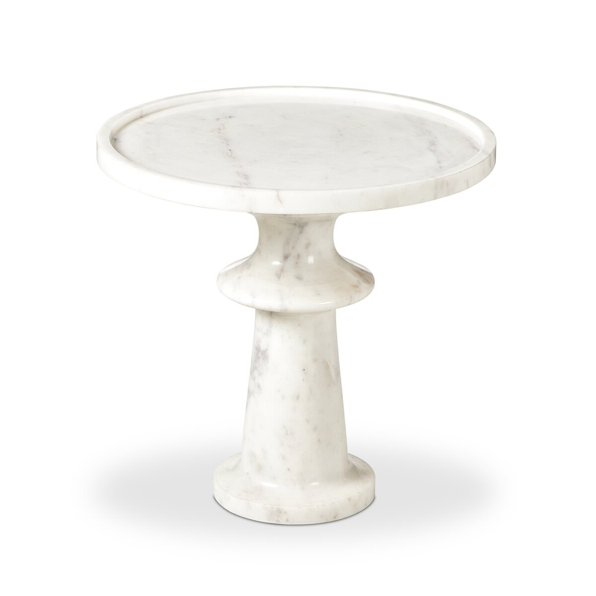 Table d'appoint Skylar à quatre mains en marbre blanc poli