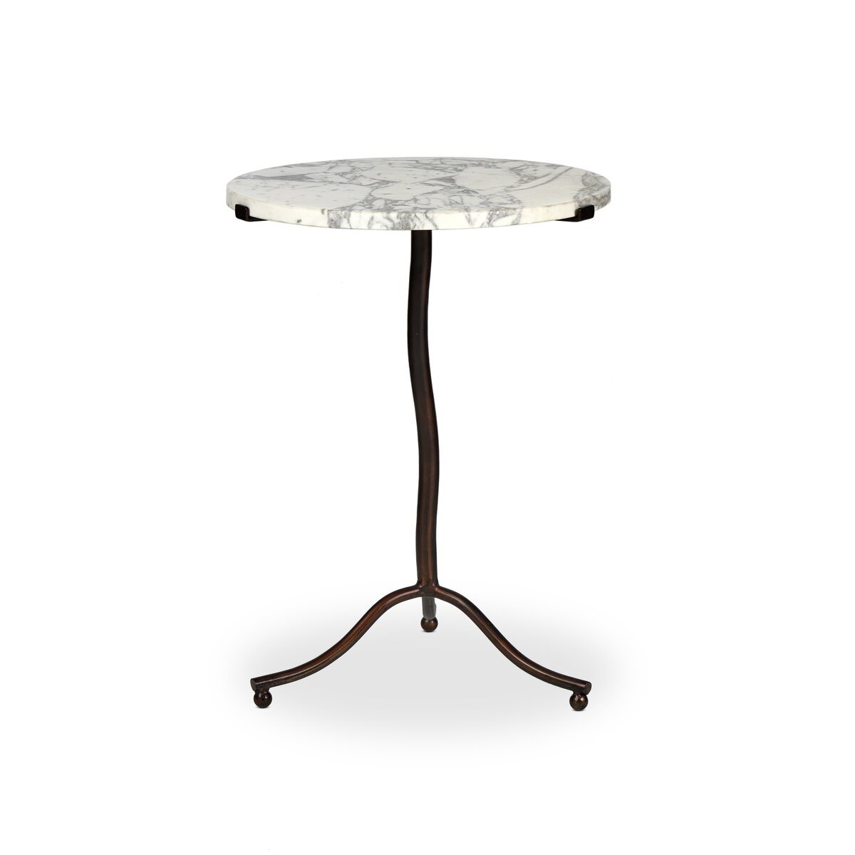 Table d'appoint Sophie à quatre mains en marbre blanc veiné