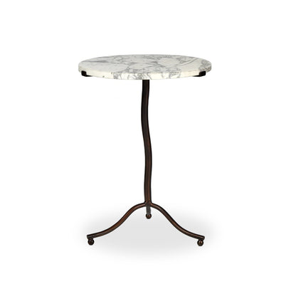 Table d'appoint Sophie à quatre mains en marbre blanc veiné