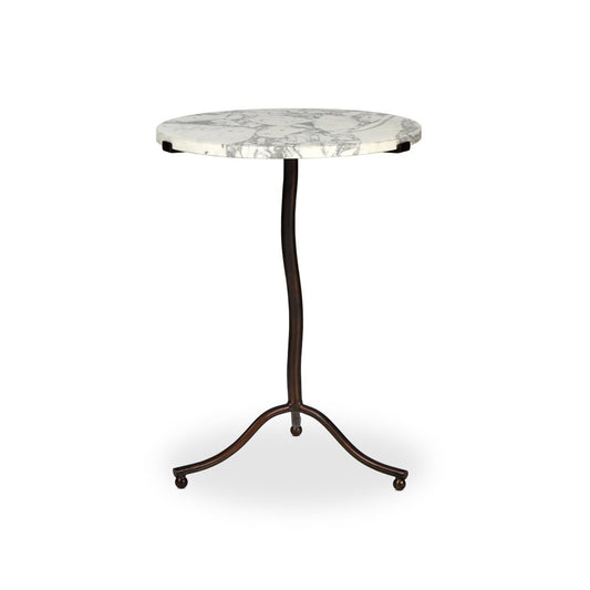 Table d'appoint Sophie à quatre mains en marbre blanc veiné