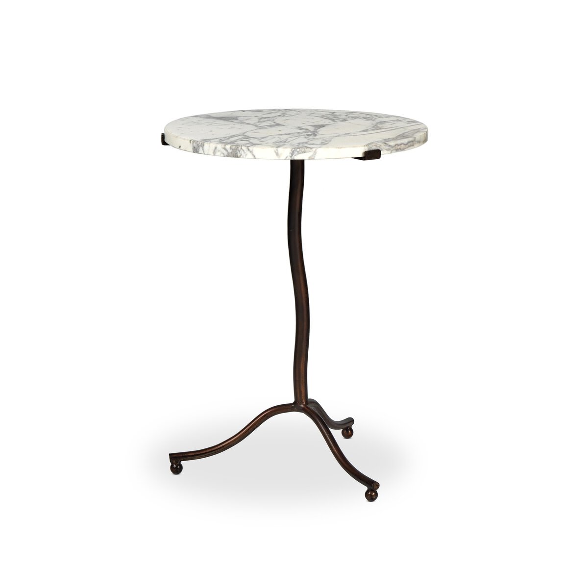 Table d'appoint Sophie à quatre mains en marbre blanc veiné