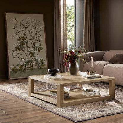 Table basse carrée Thomas Four Hands en placage de chêne blanchi