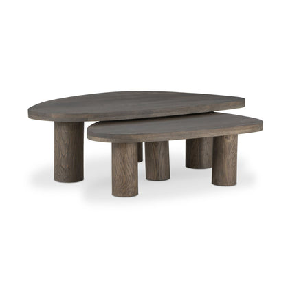 Ensemble de tables basses gigognes Four Hands Zion en chêne gris tabac