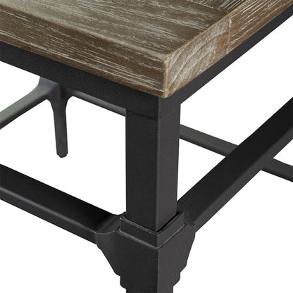 Table d'appoint en fer et marqueterie