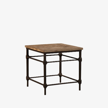 Table d'appoint en fer et marqueterie