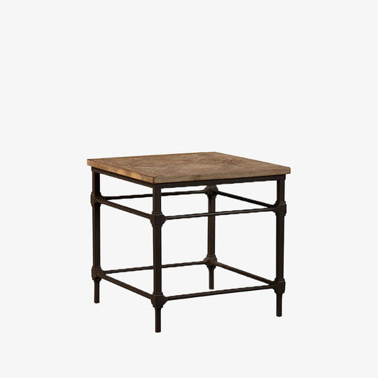 Table d'appoint en fer et marqueterie
