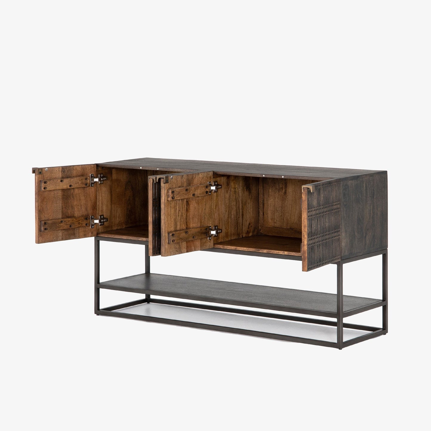 Console multimédia Kelby à quatre mains en marron vintage