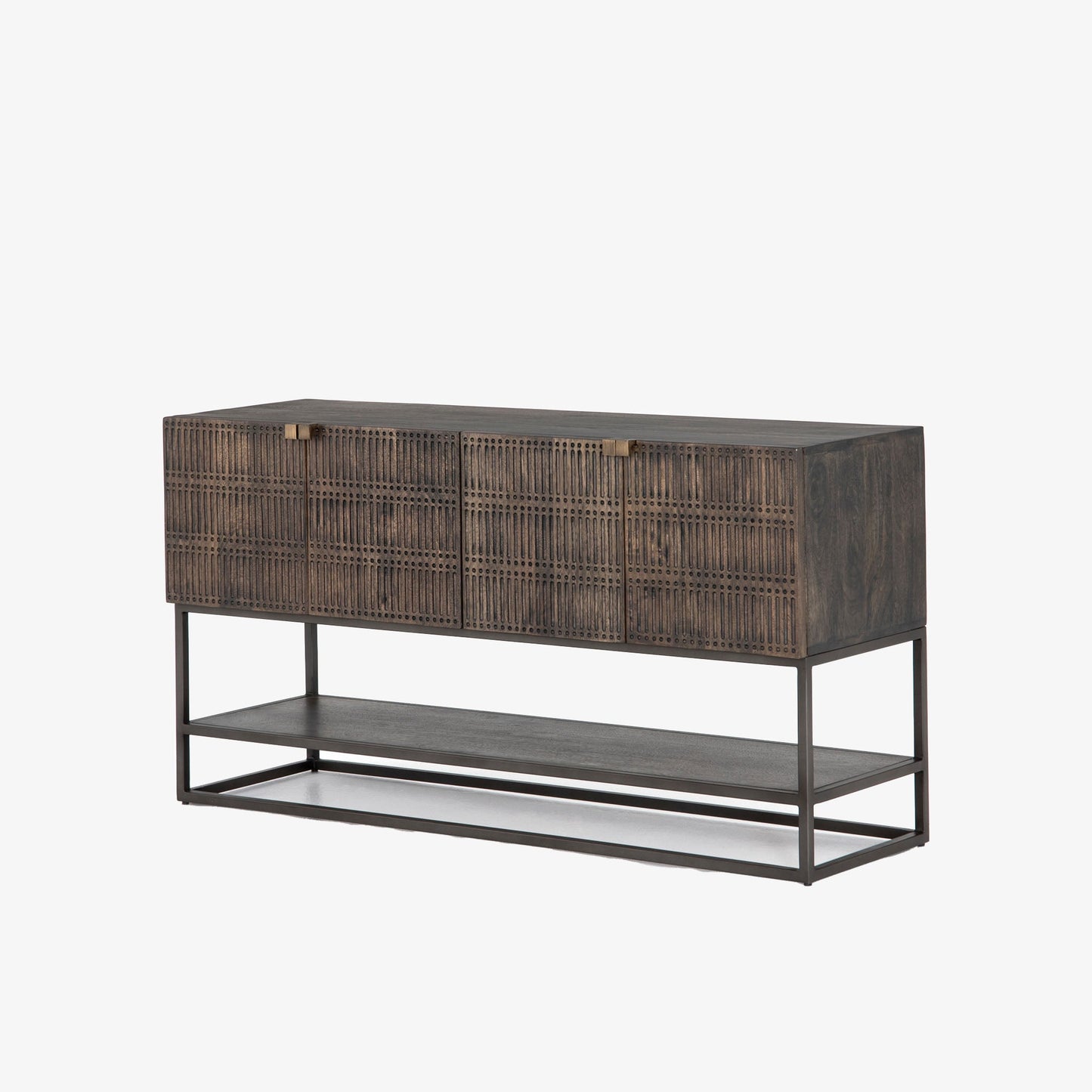 Console multimédia Kelby à quatre mains en marron vintage