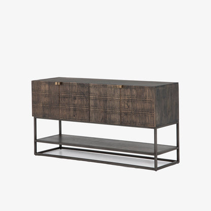 Console multimédia Kelby à quatre mains en marron vintage