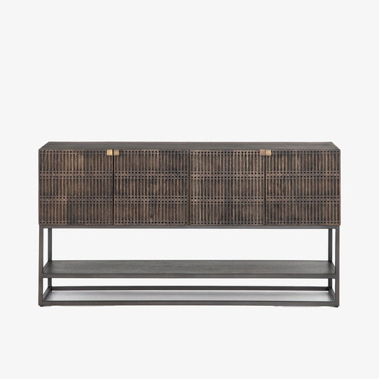 Console multimédia Kelby à quatre mains en marron vintage