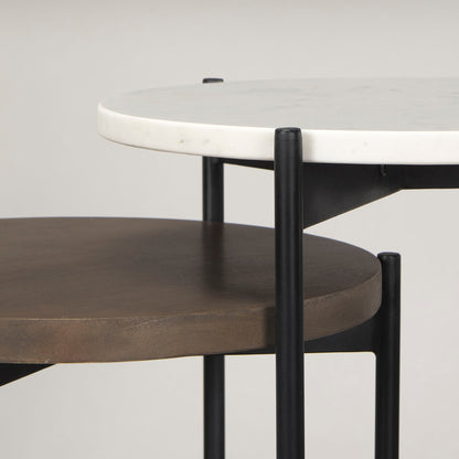 Tables d'appoint gigognes Crudités et Cocktails en bois foncé