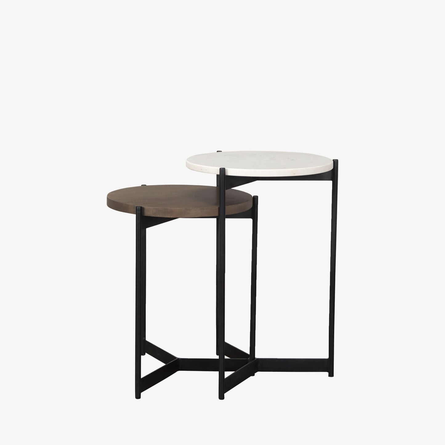 Tables d'appoint gigognes Crudités et Cocktails en bois foncé