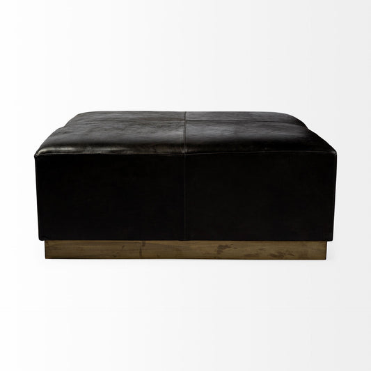 Ottoman Milo en cuir noir foncé 