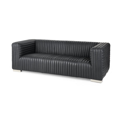 Canapé trois places Remington en cuir noir