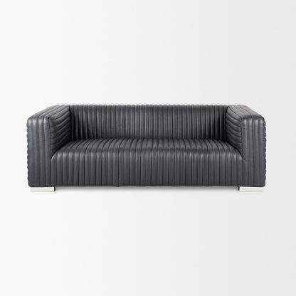 Canapé trois places Remington en cuir noir