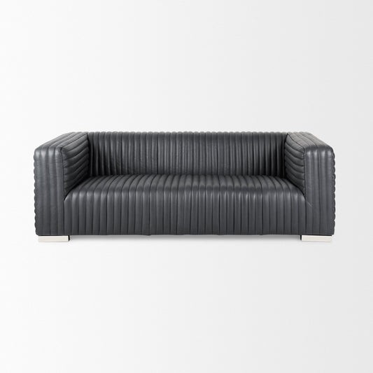 Canapé trois places Remington en cuir noir