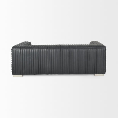 Canapé trois places Remington en cuir noir