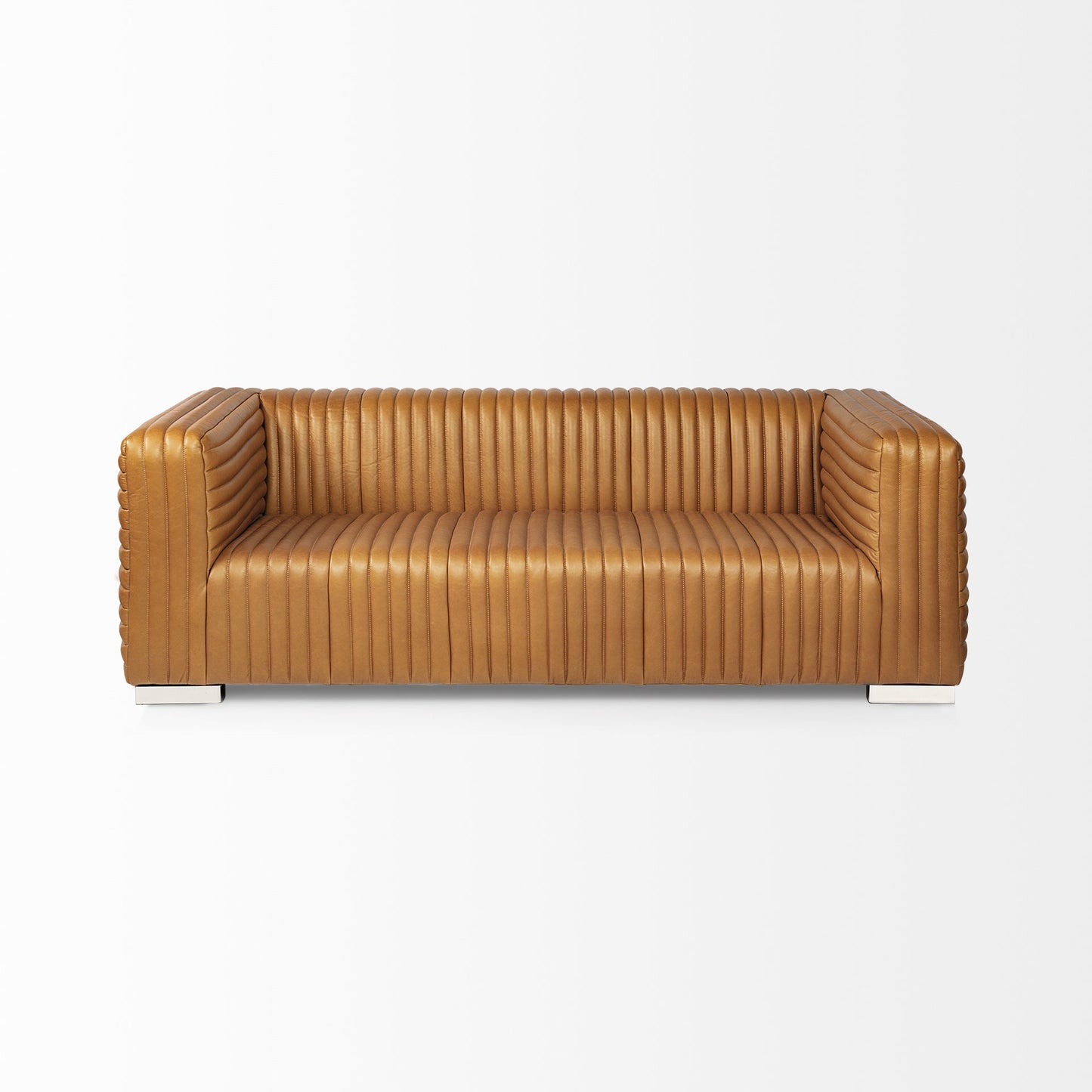 Canapé trois places Remington en cuir cognac