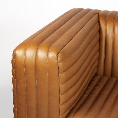 Canapé trois places Remington en cuir cognac