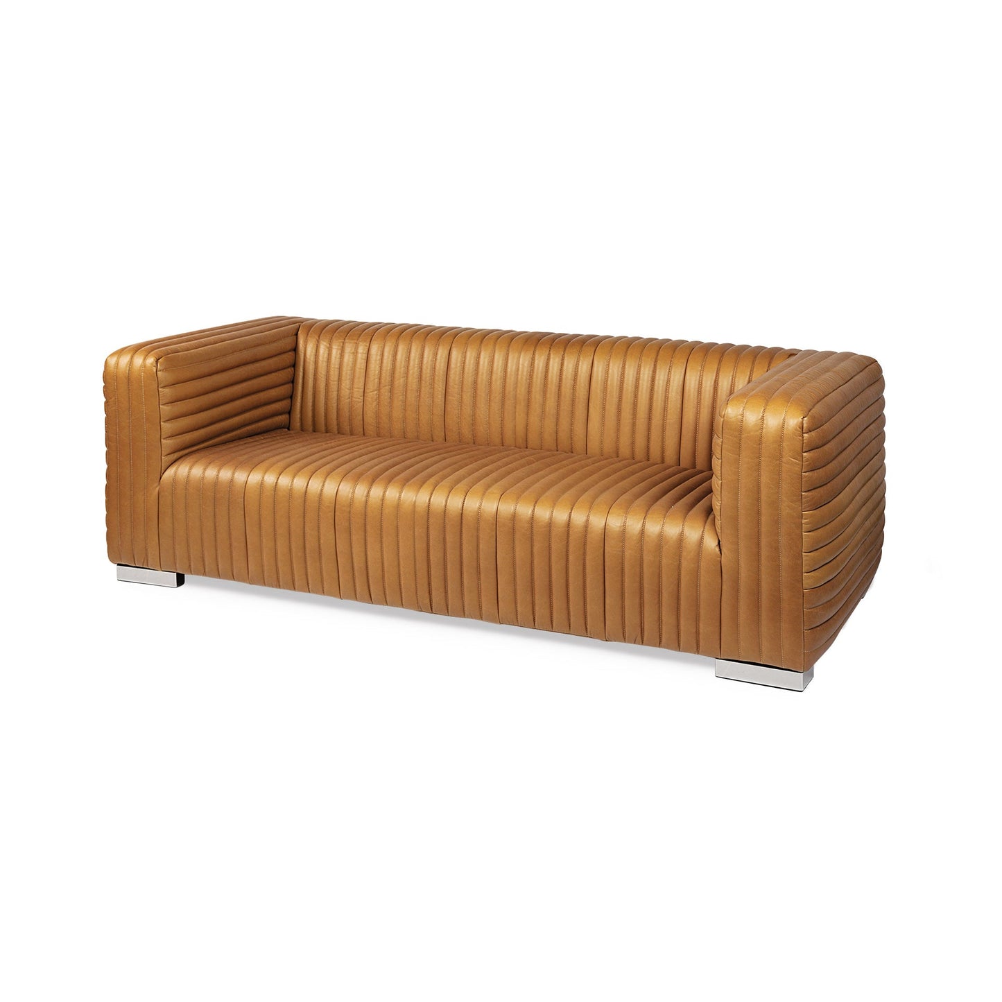 Canapé trois places Remington en cuir cognac