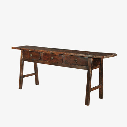 Console rustique en bois récupéré 78 po, délavé foncé 