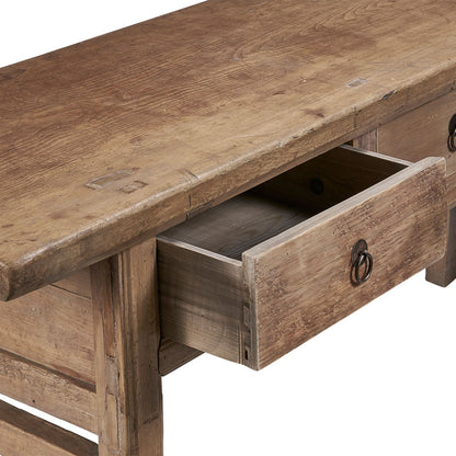 Console rustique en bois récupéré 78 po, finition délavée claire