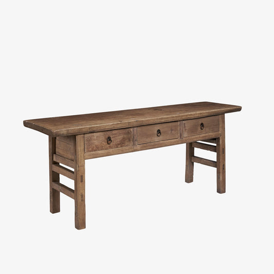 Console rustique en bois récupéré 78 po, finition délavée claire