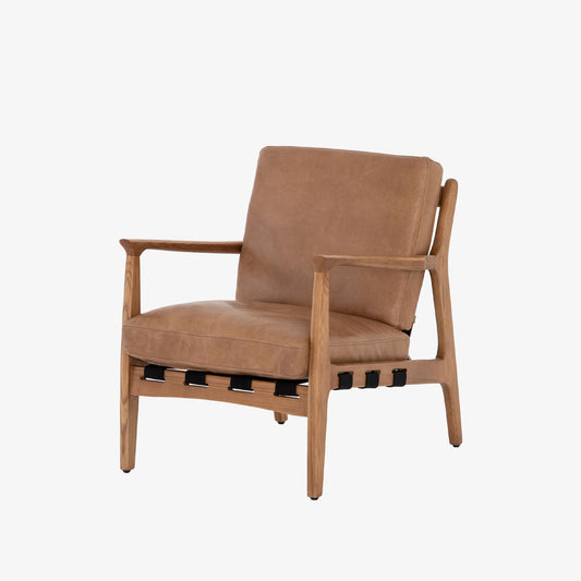 Chaise Silas à quatre mains en cuir cuivré patiné