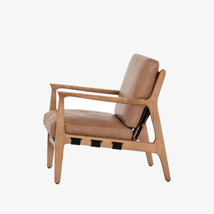 Chaise Silas à quatre mains en cuir cuivré patiné