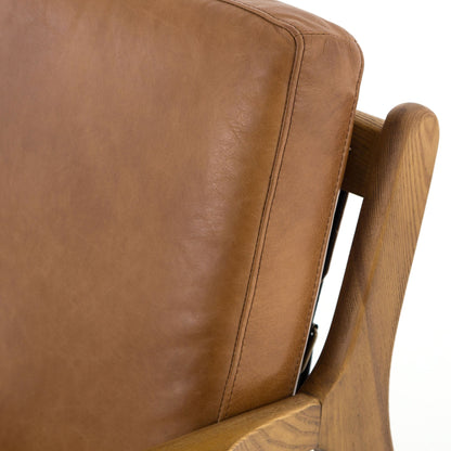 Chaise Silas à quatre mains en cuir cuivré patiné