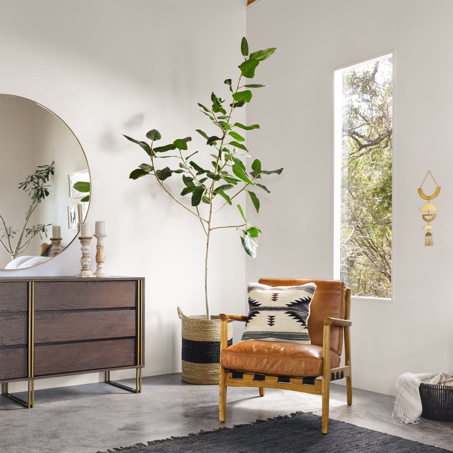 Chaise Silas à quatre mains en cuir cuivré patiné
