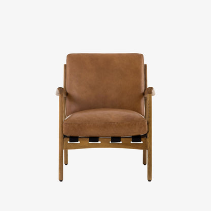 Chaise Silas à quatre mains en cuir cuivré patiné