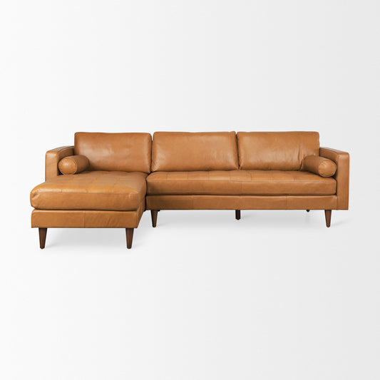 Canapé sectionnel Arne en cuir beige | Chaise longue gauche