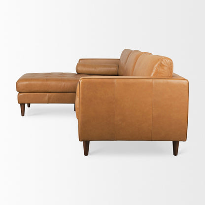 Canapé sectionnel Arne en cuir beige | Chaise longue gauche