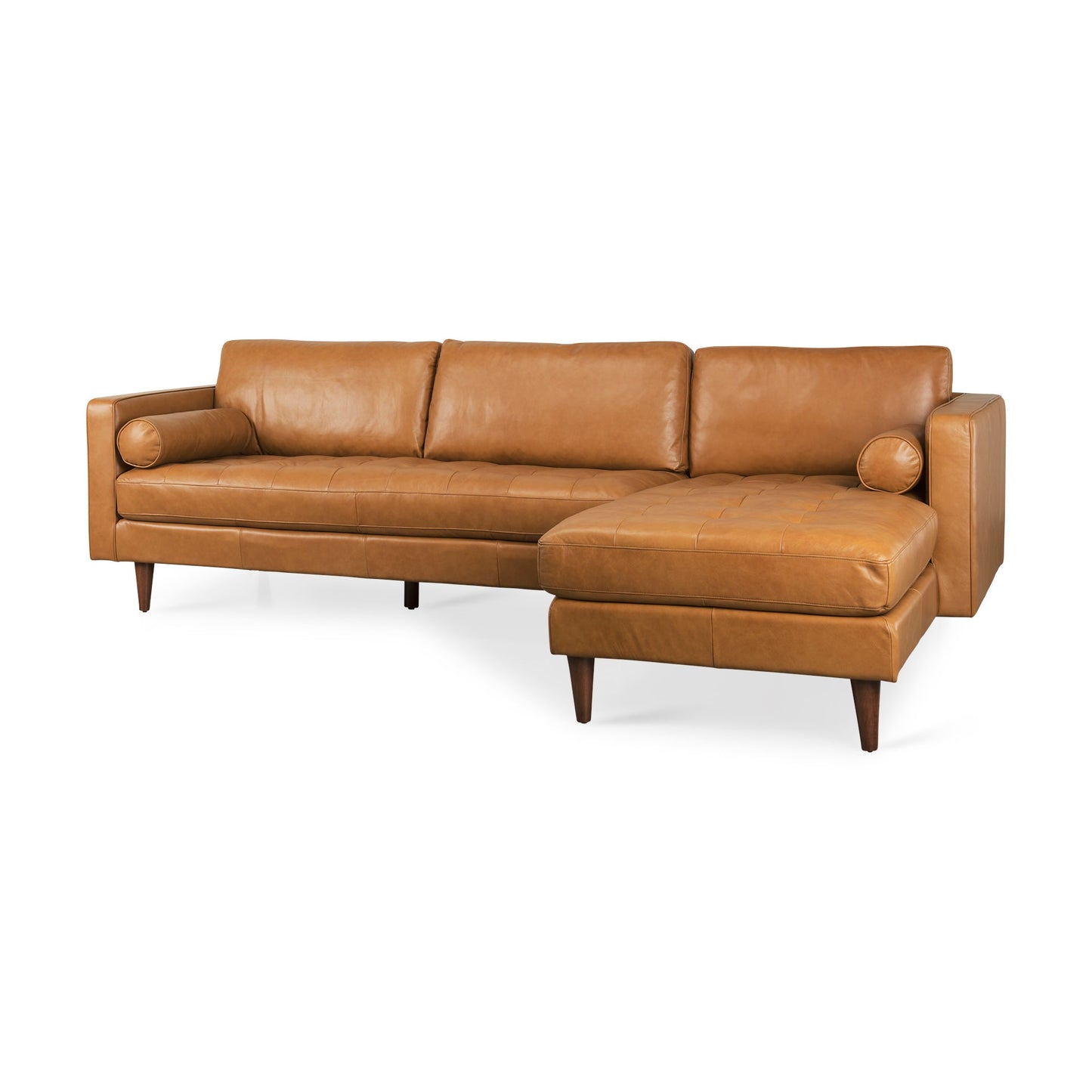 Canapé sectionnel Arne en cuir beige | Chaise longue droite