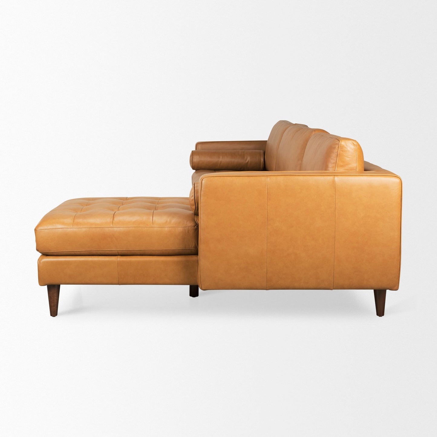 Canapé sectionnel Arne en cuir beige | Chaise longue droite