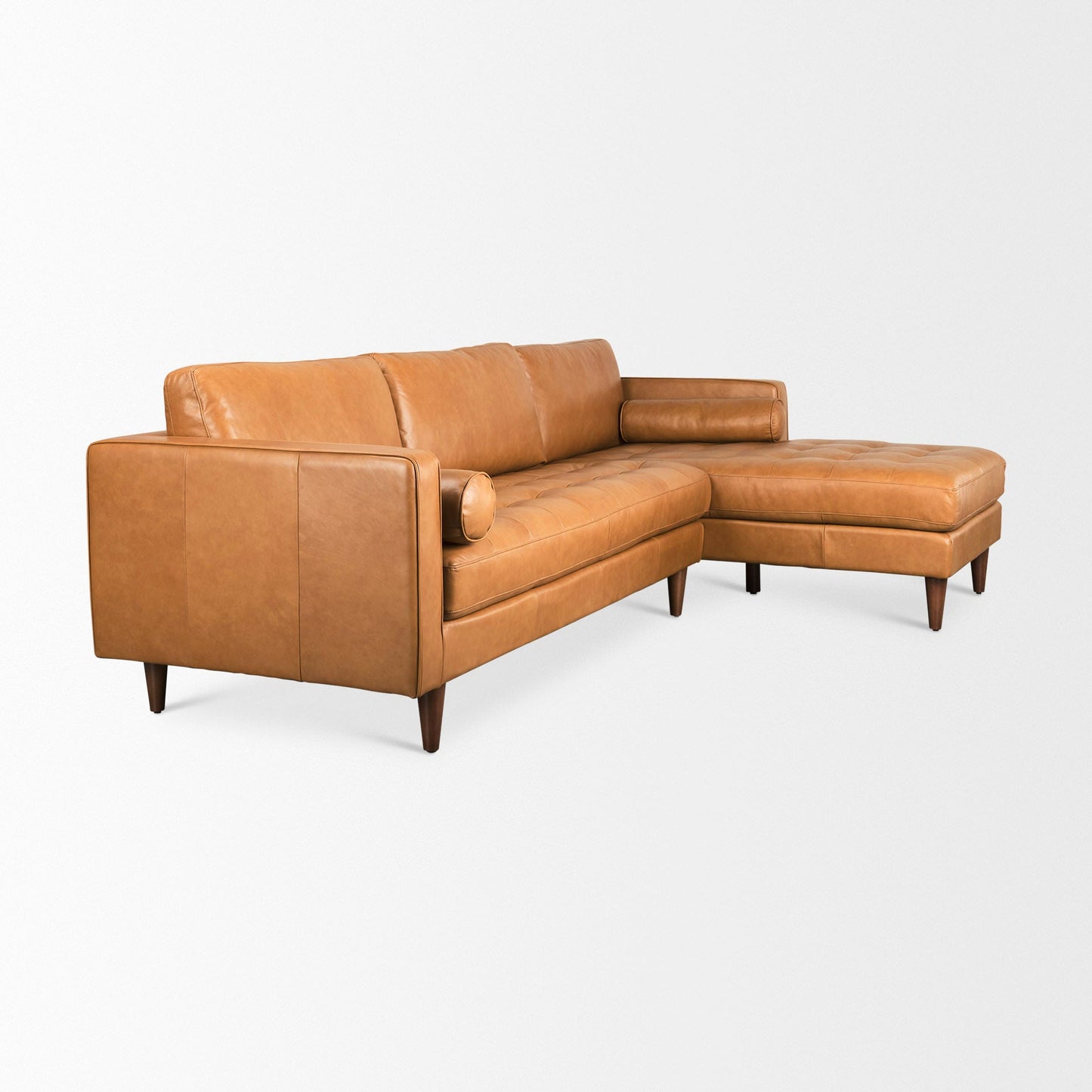 Canapé sectionnel Arne en cuir beige | Chaise longue droite